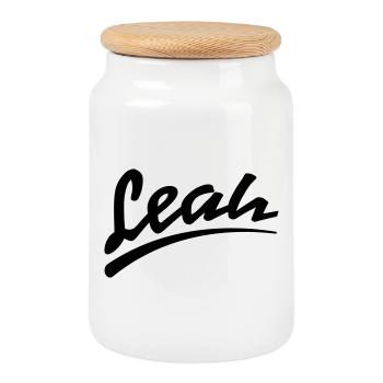 leah | Leah - Cookie Jar with Wooden Lid - white - Front