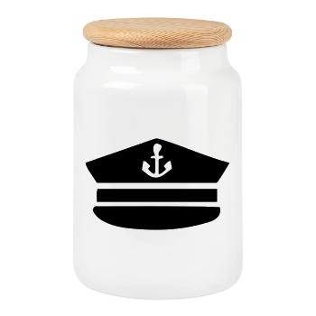 Captain's Cap - Captain - Cookie Jar with Wooden Lid - white - Front