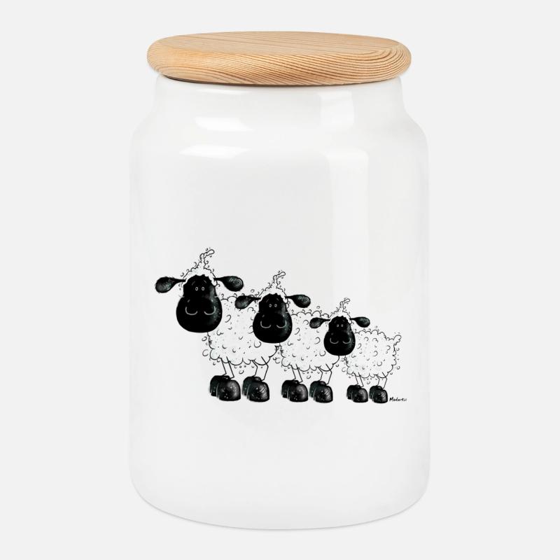 Drei Schäfchen - Schaf - Schafe- Sheep - Keksdose mit Holzdeckel - Weiß