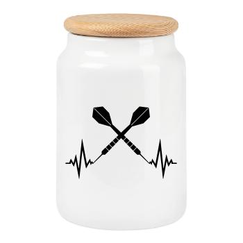logo cool fréquence cardiaque pulsation texte y jouer - Boîte à biscuits avec couvercle en bois - blanc - Devant