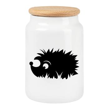 Un hérisson est assis dans une prairie - Boîte à biscuits avec couvercle en bois - blanc - Devant