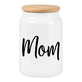 Mom family parents love typography gift - Cookie Jar with Wooden Lid - white - Front