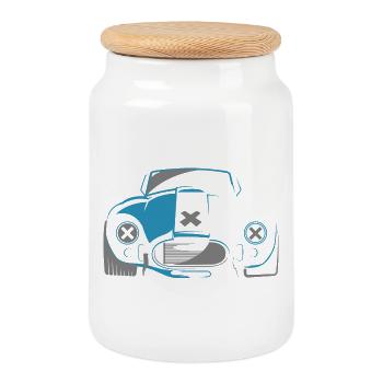 voiture de sport cobra V8 musclecars oldtimer voiture - Boîte à biscuits avec couvercle en bois - blanc - Devant