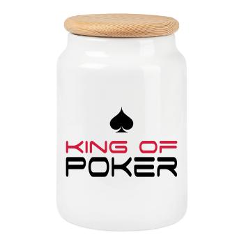 poker - Keksdose mit Holzdeckel - Weiß - Vorne