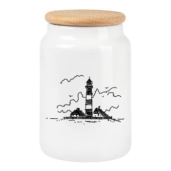 Leuchtturm Westerhever - Keksdose mit Holzdeckel - Weiß - Vorne