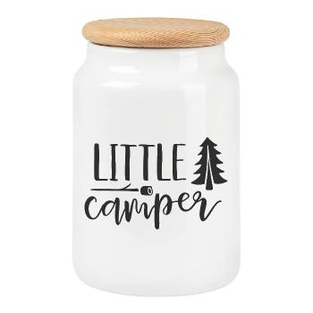Little camper - Cookie Jar with Wooden Lid - white - Front