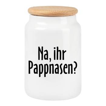 Lustiger Berlin Spruch: Na, ihr Pappnasen? - Keksdose mit Holzdeckel - Weiß - Vorne