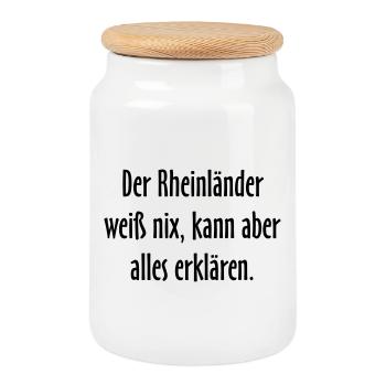 Der Rheinländer - Versuch einer Typologie - Keksdose mit Holzdeckel - Weiß - Vorne