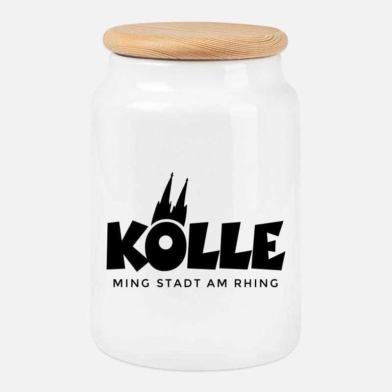 Kölle ming Stadt am Rhing Köln mit Kölner Dom - Keksdose mit Holzdeckel - Weiß