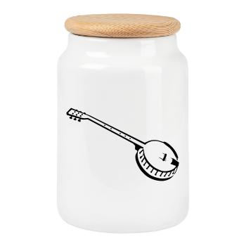 banjo - Boîte à biscuits avec couvercle en bois - blanc - Devant