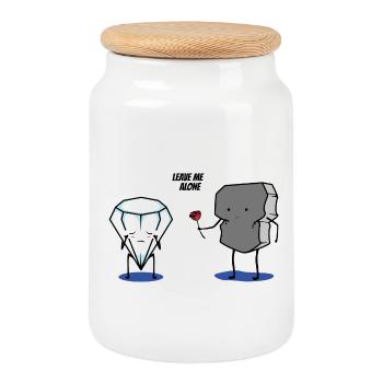 leave me alone - Cookie Jar with Wooden Lid - white - Front