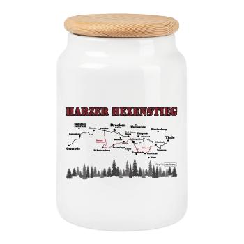 Harzer Hexenstieg - Keksdose mit Holzdeckel - Weiß - Vorne