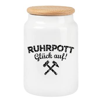 Ruhrpott Glück Auf Ruhrgebiet (Vintage/Schwarz) - Keksdose mit Holzdeckel - Weiß - Vorne