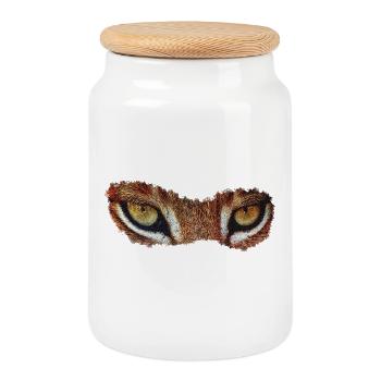 lynx eyes, big cat, lynx fan - Cookie Jar with Wooden Lid - white - Front