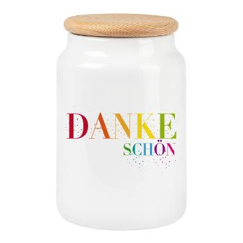 Ein Herzliches Dankeschön sagen - Keksdose mit Holzdeckel - Weiß - Vorne