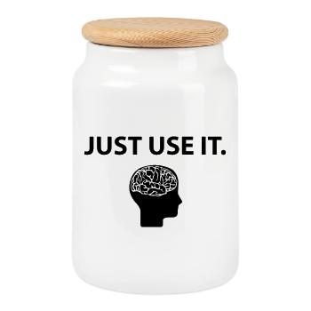 Il suffit de l’utiliser cerveau cerveau drôle de dicton - Boîte à biscuits avec couvercle en bois - blanc - Devant