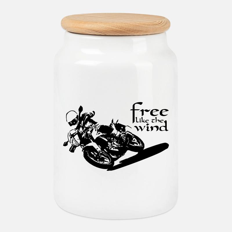 Biker Free - Keksdose mit Holzdeckel - Weiß
