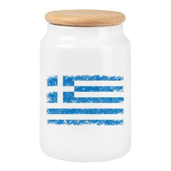 Grèce - Boîte à biscuits avec couvercle en bois - blanc - Devant