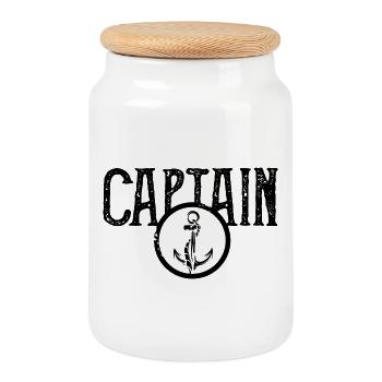 captain anker see seemann hamburg kapitän moin - Keksdose mit Holzdeckel - Weiß - Vorne
