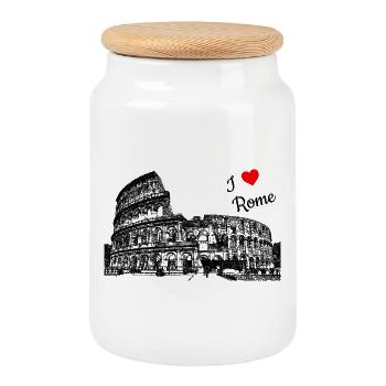 Rome I love you - Cookie Jar with Wooden Lid - white - Front