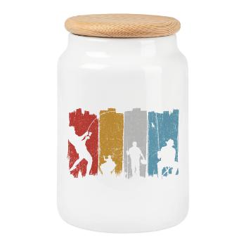 Silhouettes de danse vives - Boîte à biscuits avec couvercle en bois - blanc - Devant