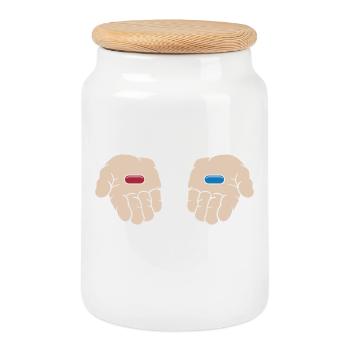 Red Pill Blue Pill - Cookie Jar with Wooden Lid - white - Front