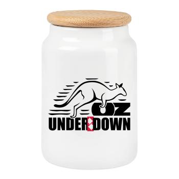 Down under - Cookie Jar with Wooden Lid - white - Front