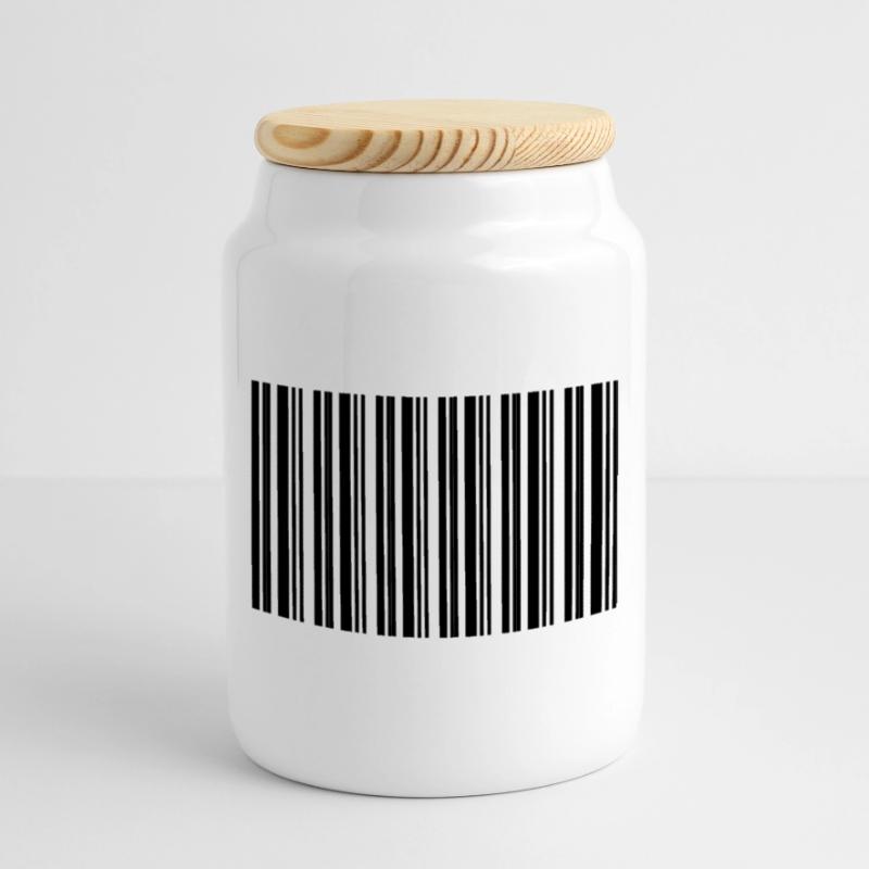 Barcode Strichcode Nerd IT Technik Design Keksdose mit Holzdeckel