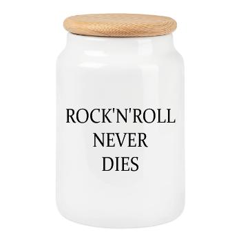 Rock'n'Roll never dies - Cookie Jar with Wooden Lid - white - Front