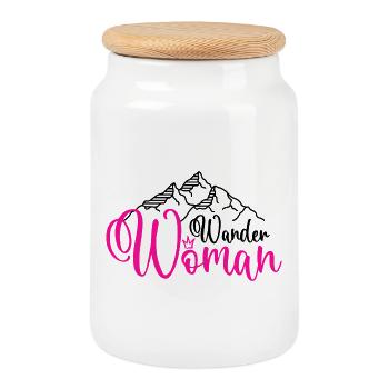 Wander Woman Wanderwoman Wandern - Keksdose mit Holzdeckel - Weiß - Vorne
