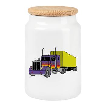 Amerikanischer Lkw - Keksdose mit Holzdeckel - Weiß - Vorne