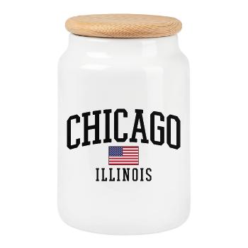 Chicago Illinois - Boîte à biscuits avec couvercle en bois - blanc - Devant