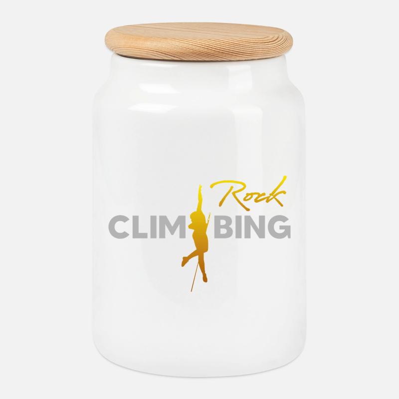 ROCK CLIMBING - Cookie Jar with Wooden Lid - white