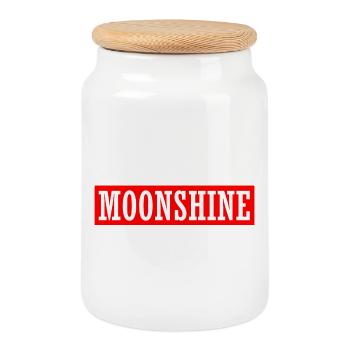moon shine moonshiner distille schnapps booze beer - Cookie Jar with Wooden Lid - white - Front