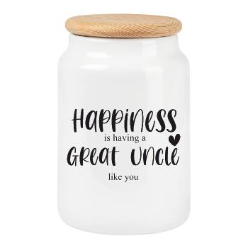 Grand Oncle Oncle Bonheur Cadeau Anniversaire Merci - Boîte à biscuits avec couvercle en bois - blanc - Devant