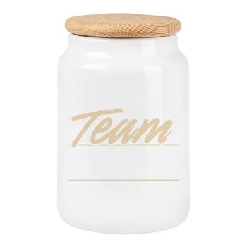 Équipe - Boîte à biscuits avec couvercle en bois - blanc - Devant