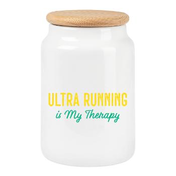 Ultra Running is My Therapy - Cookie Jar with Wooden Lid - white - Front