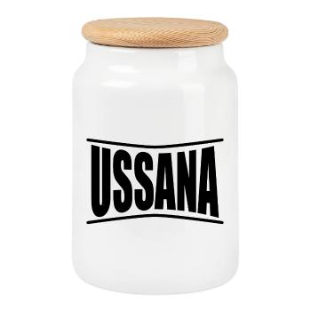 T-Shirt Ussana T-Shirt Sardinien Geschenkidee - Keksdose mit Holzdeckel - Weiß - Vorne