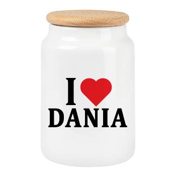 T-shirt I love Dania t-shirt gift idea - Cookie Jar with Wooden Lid - white - Front