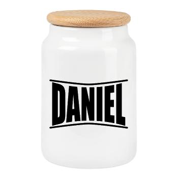 Daniel t-shirt gift idea - Cookie Jar with Wooden Lid - white - Front