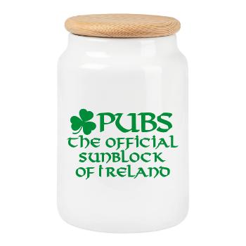 Drôles de pubs à bière la crème solaire officielle de l’Irlande - Boîte à biscuits avec couvercle en bois - blanc - Devant