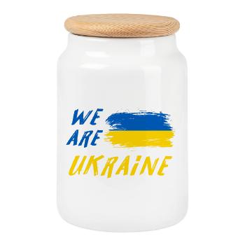 Wir sind Ukraine - Keksdose mit Holzdeckel - Weiß - Vorne