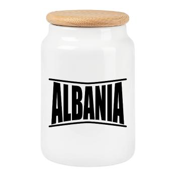 T-Shirt Albanien T-Shirt Shqiperia Skanderbeg - Keksdose mit Holzdeckel - Weiß - Vorne
