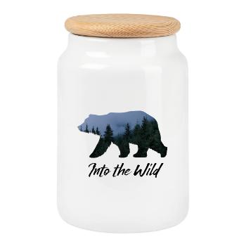 Into the wild - Cookie Jar with Wooden Lid - white - Front