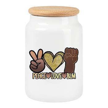 Peace Love BLM Black Lives Matter African Pride - Boîte à biscuits avec couvercle en bois - blanc - Devant