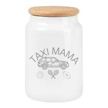 Taxi Mama - Sports Mom - Keksdose mit Holzdeckel - Weiß - Vorne