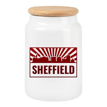 Sheffield Skyline Red Neon - Cookie Jar with Wooden Lid - white - Front