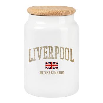 Liverpool UK Vintage Emblem Tee - Cookie Jar with Wooden Lid - white - Front