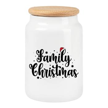 Mitternachts-Weihnachtsmannmütze T-Shirt - Keksdose mit Holzdeckel - Weiß - Vorne