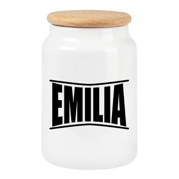Emilia T-Shirt Geschenkidee T-Shirt - Keksdose mit Holzdeckel - Weiß - Vorne